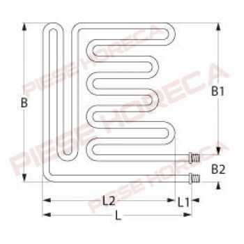 Rezistenta cuptor pizza, putere 500W, alimentare 230V, lungime-315mm, latime-315mm.Pentru cuptoare PIZZA-GROUP modelele FV2-3-5/33 si FVD2-3-5/33